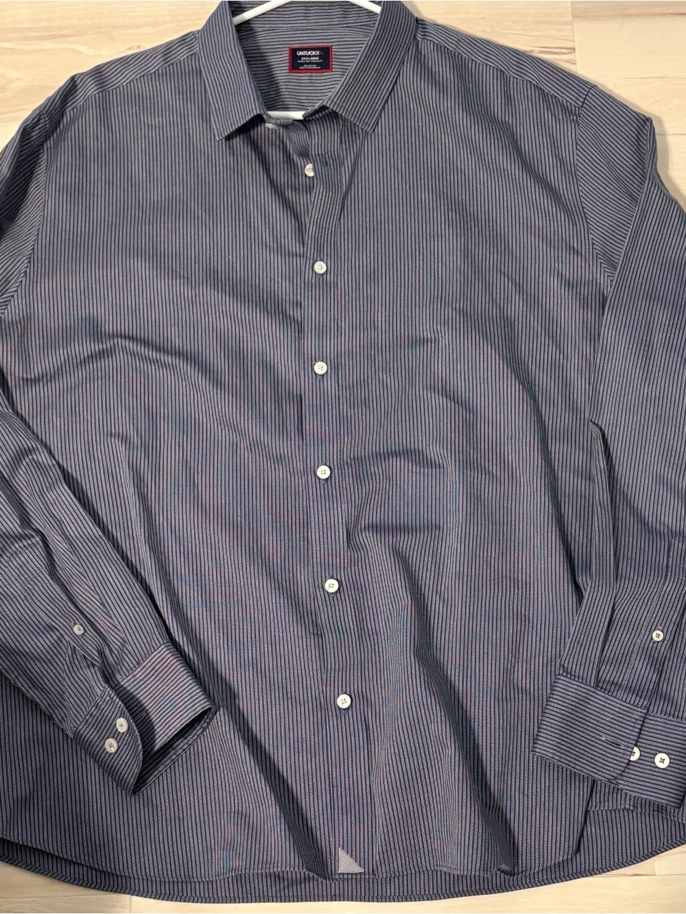 UNTUCKit Men's Navy and White Pinstripe Dress Shirt